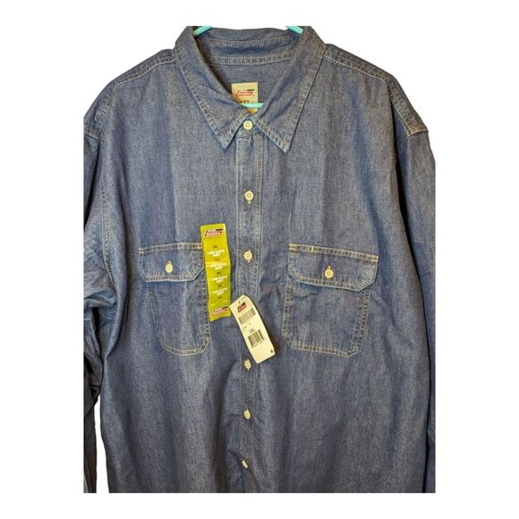 Genuine Dickies Blue Denim long sleeve button up.  Men's 3xl. - Picture 1 of 5